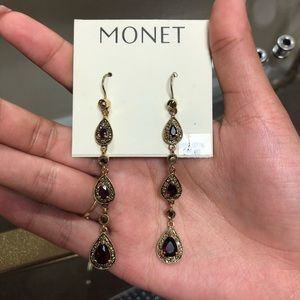 Burgundy & Gold MONET Earrings